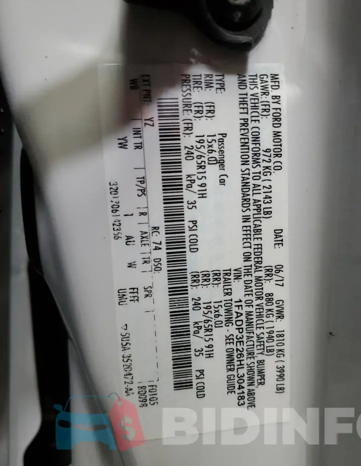 1FADP3E26HL304183 Photo# 12