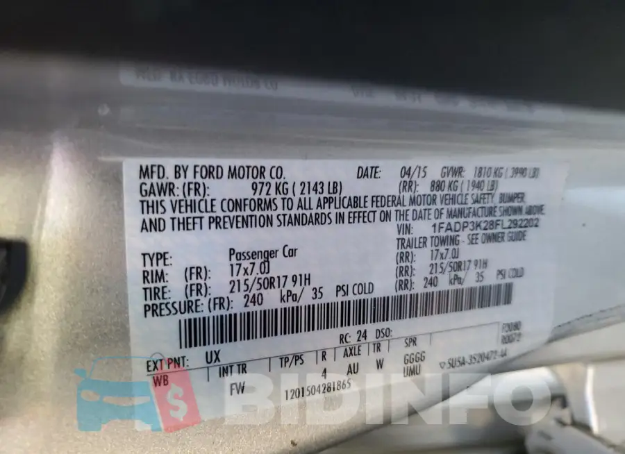 1FADP3K28FL292202 Photo# 13