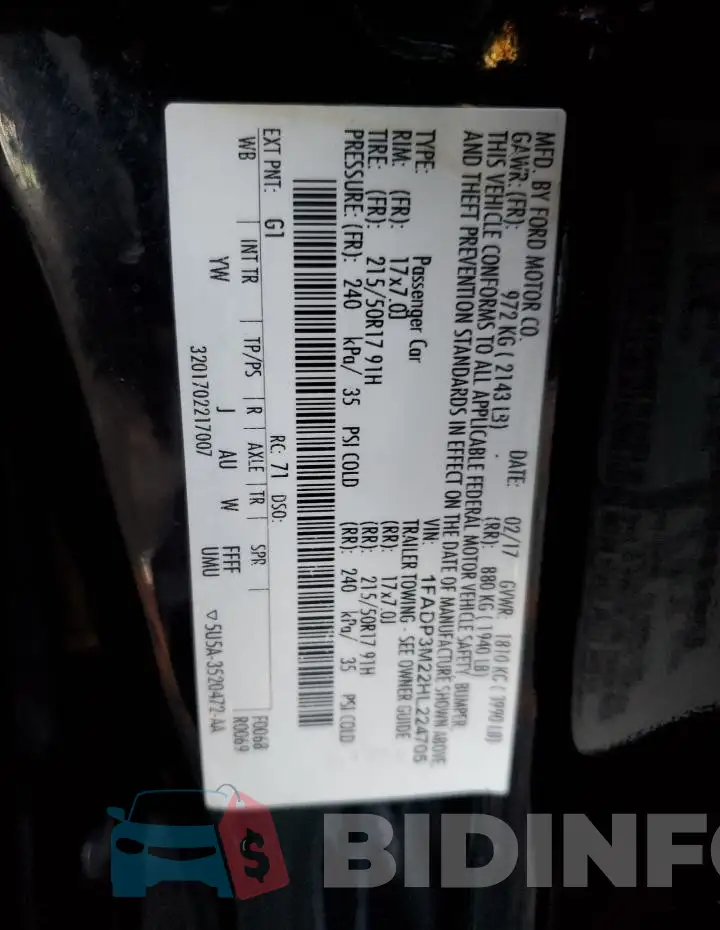 1FADP3M22HL224705 Photo# 12