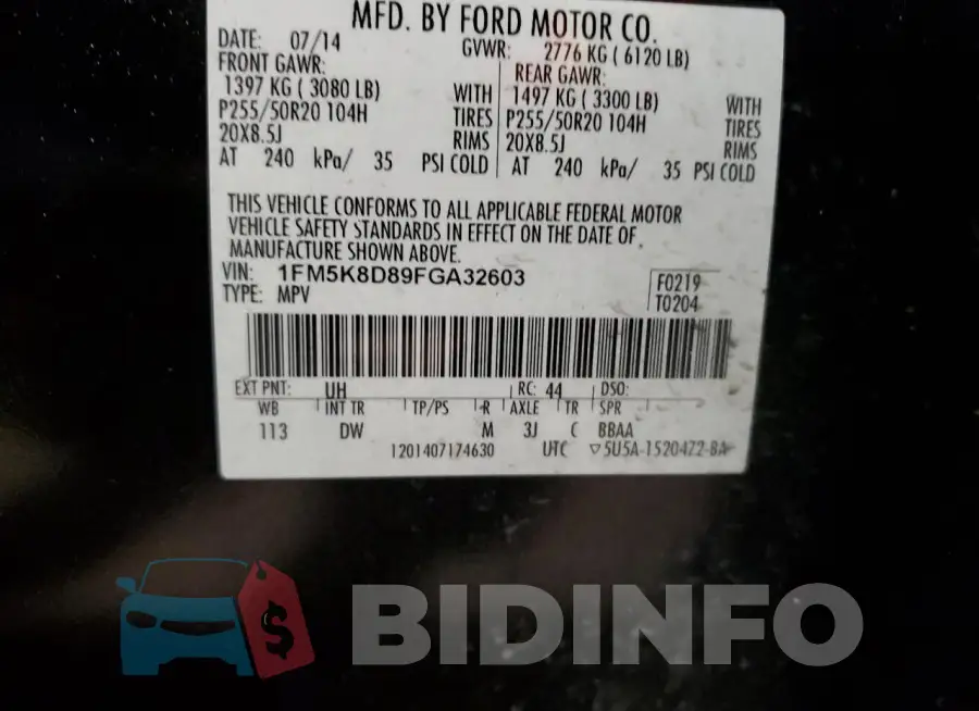 1FM5K8D89FGA32603 Photo# 13