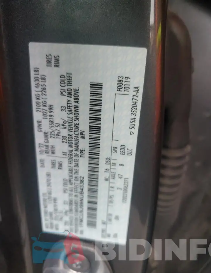 1FMCU9J99NUB43382 Photo# 12