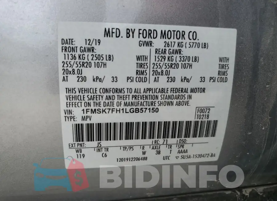 1FMSK7FH1LGB57150 Photo# 13