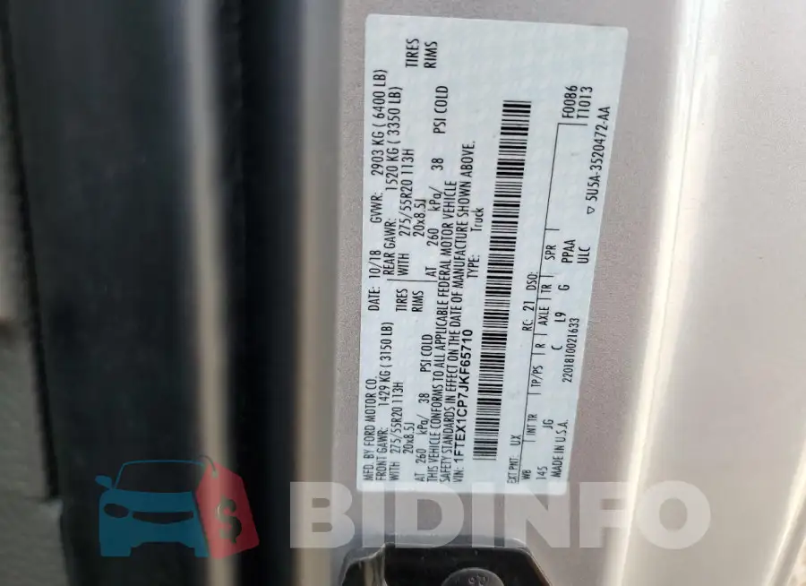 1FTEX1CP7JKF65710 Photo# 12