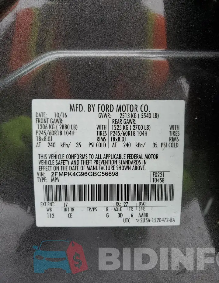 2FMPK4G96GBC56698 Photo# 13