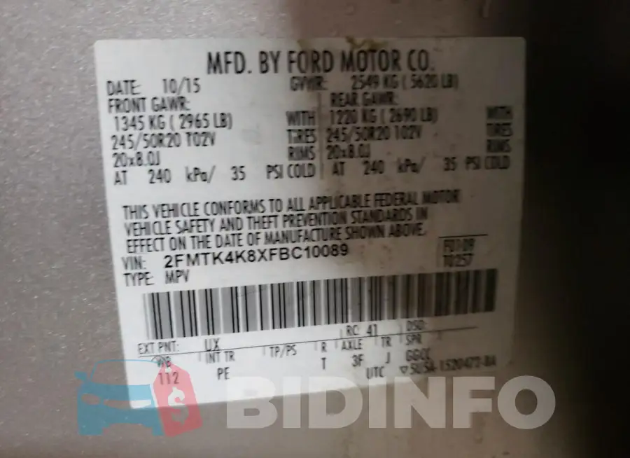 2FMTK4K8XFBC10089 Photo# 13