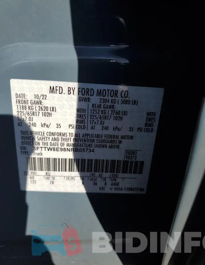 3FTTW8E98NRB05734 Photo# 13
