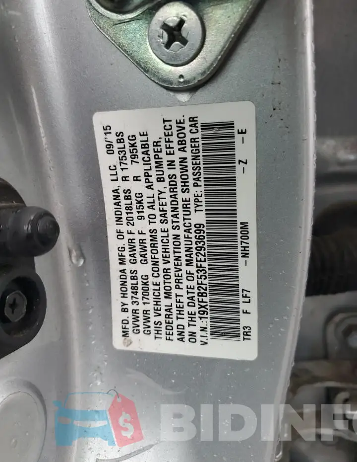 19XFB2F53FE293699 Photo# 12
