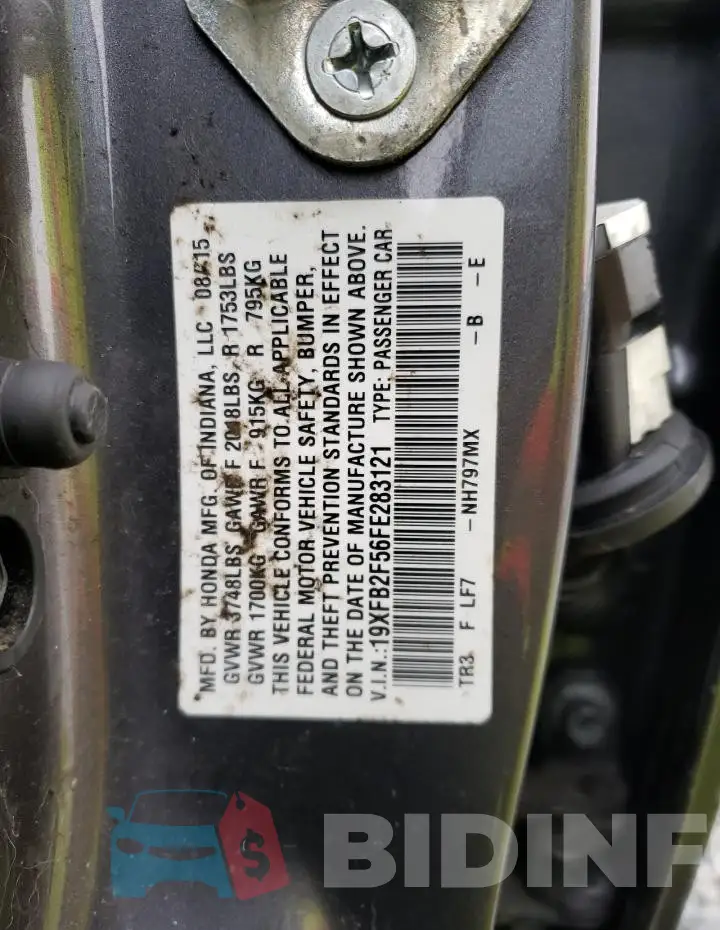 19XFB2F56FE283121 Photo# 13