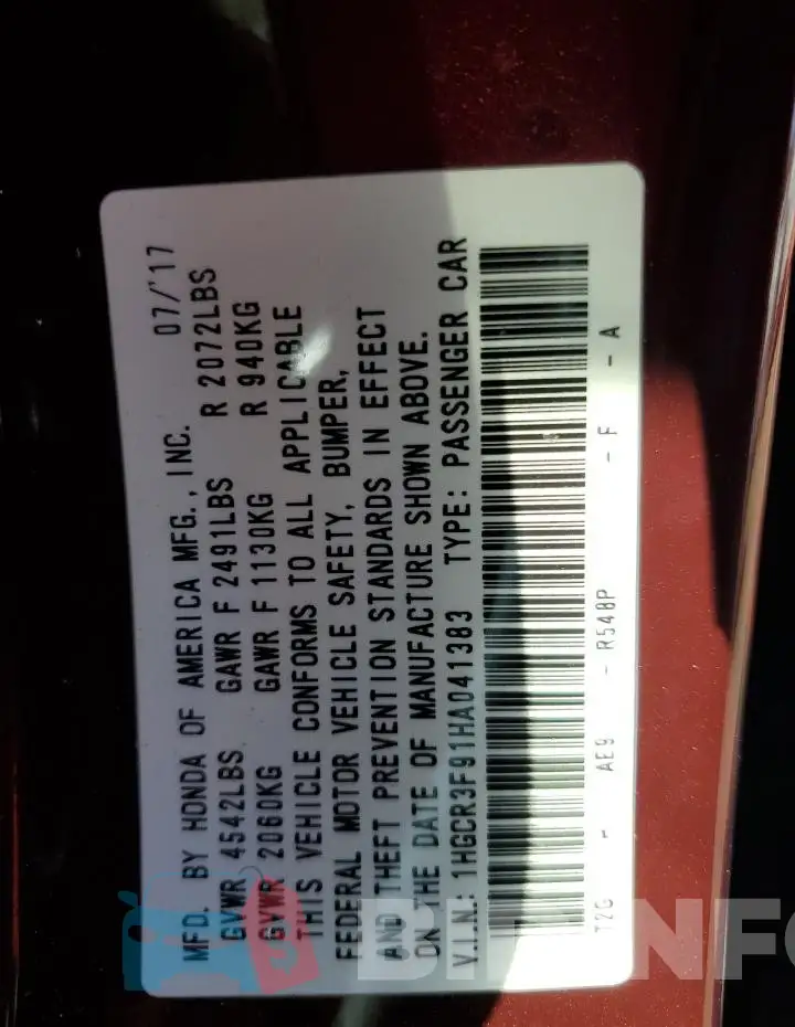 1HGCR3F91HA041383 Photo# 12