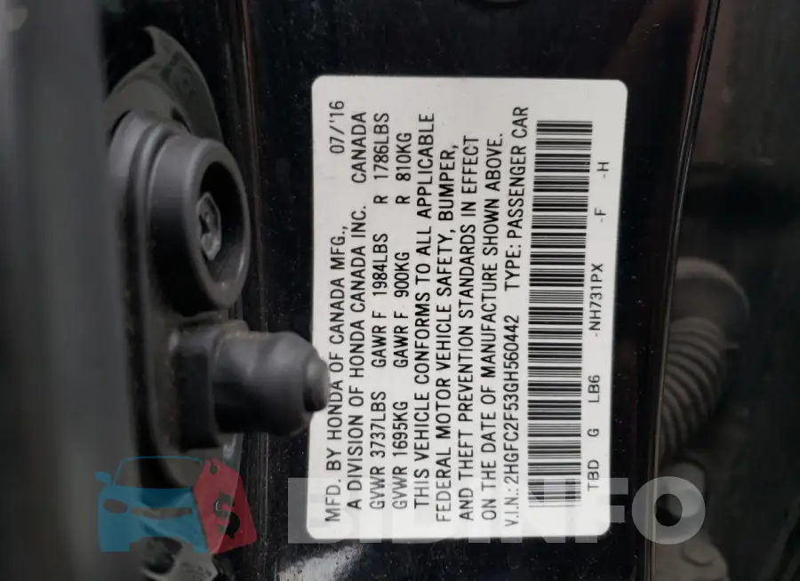 2HGFC2F53GH560442 Photo# 13