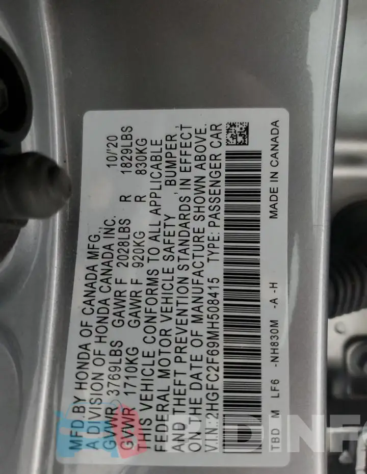 2HGFC2F69MH508415 Photo# 12
