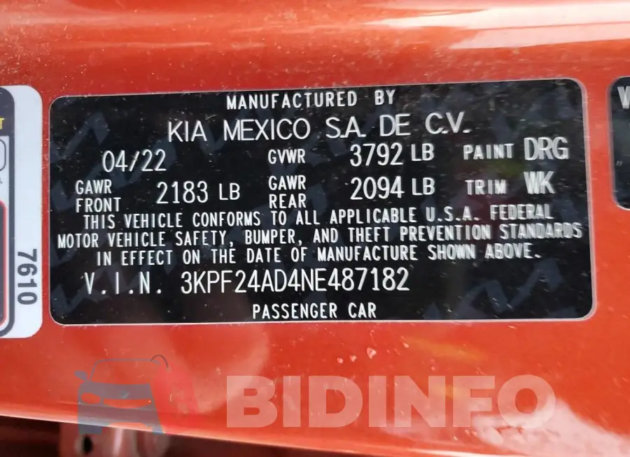 3KPF24AD4NE487182 Photo# 12