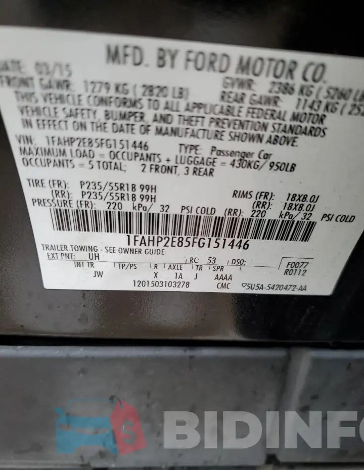 1FAHP2E85FG151446 Photo# 13
