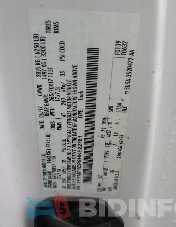 1FTMF1EP9HKE22781 Photo# 12