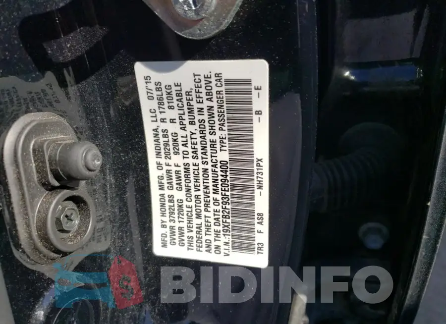 19XFB2F93FE094400 Photo# 12