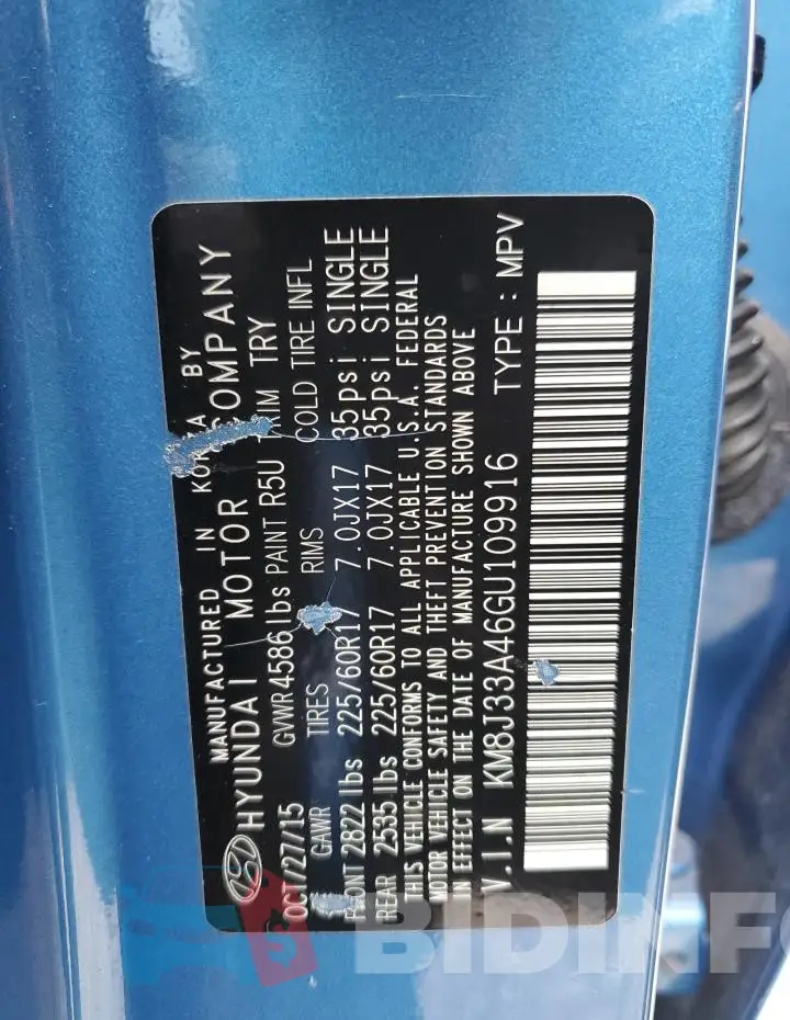KM8J33A46GU109916 Photo# 13