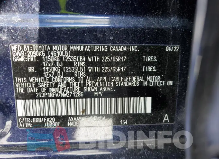 2T3P1RFV7NW271286 Photo# 12