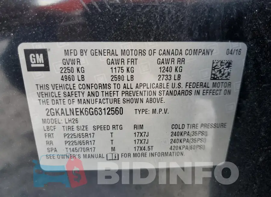 2GKALNEK6G6312560 Photo# 13