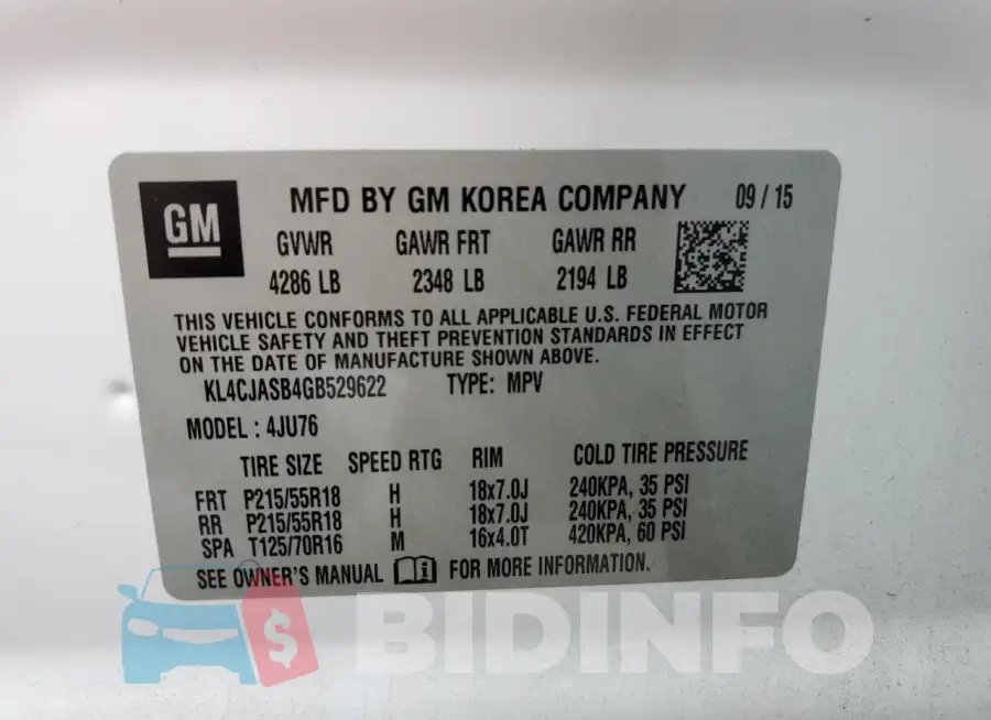 KL4CJASB4GB529622 Photo# 13