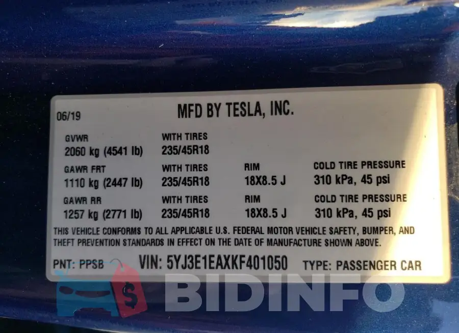 5YJ3E1EAXKF401050 Photo# 12