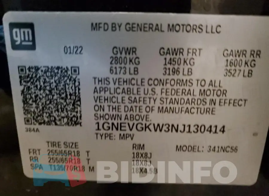 1GNEVGKW3NJ130414 Photo# 13