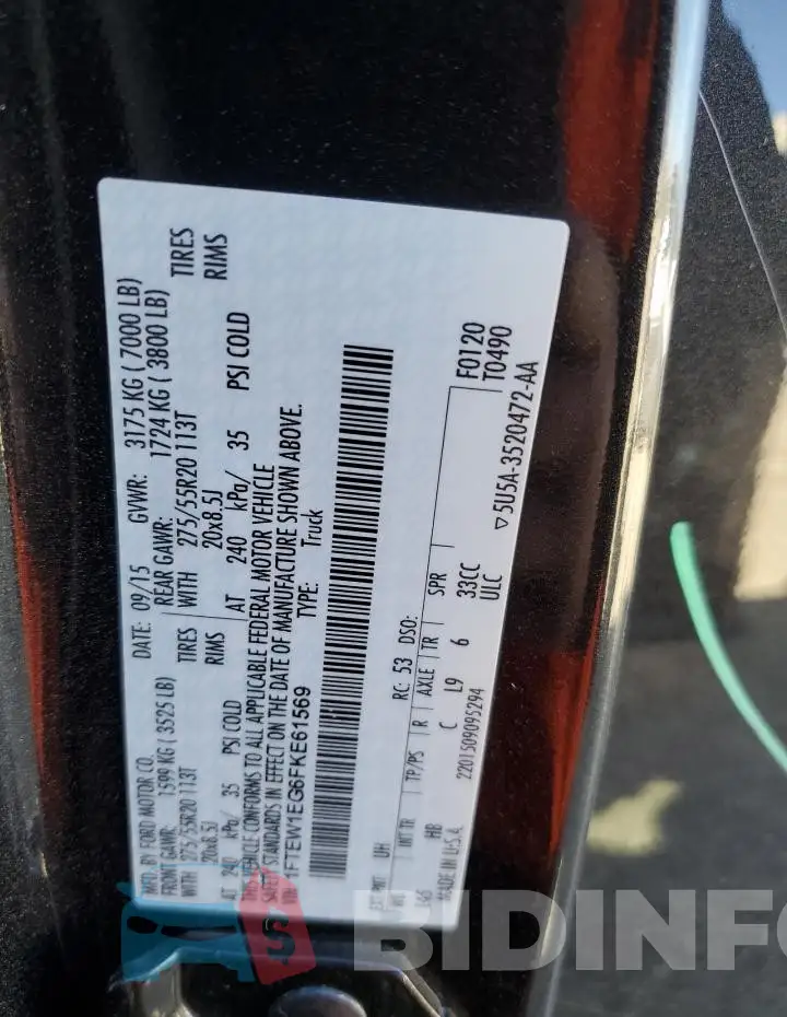 1FTEW1EG6FKE61569 Photo# 12