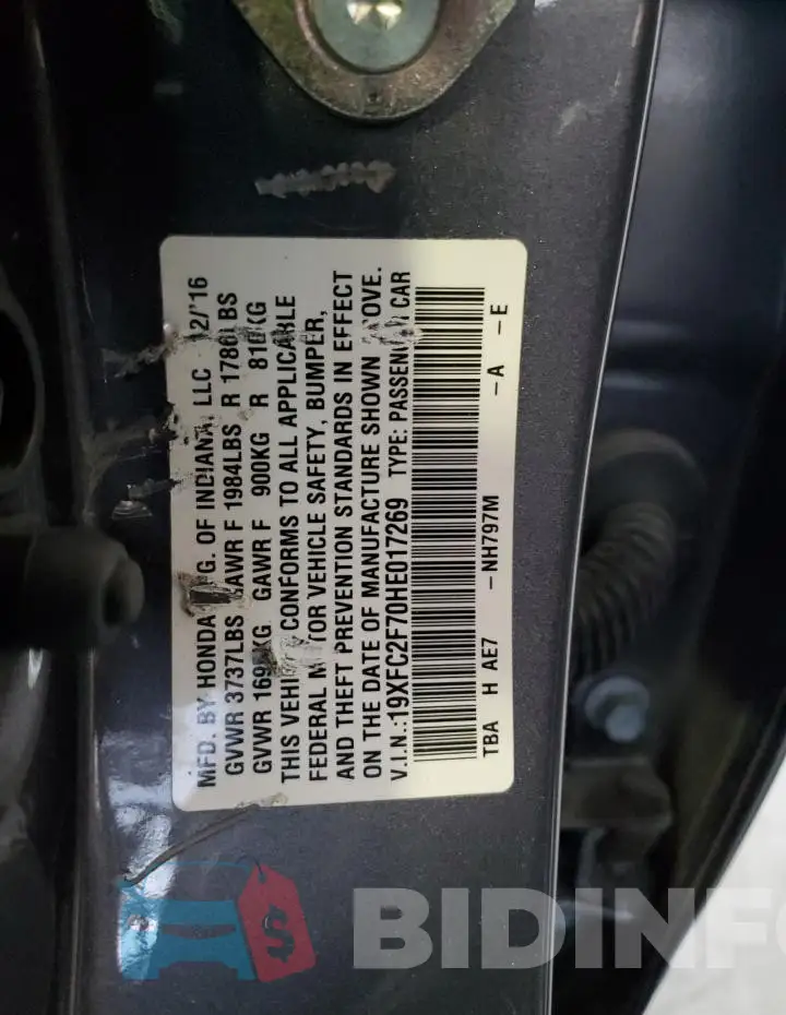 19XFC2F70HE017269 Photo# 12