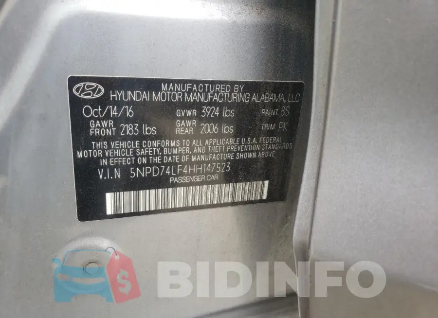 5NPD74LF4HH147523 Photo# 12