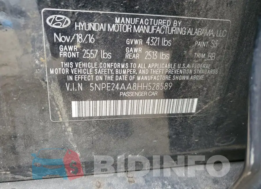 5NPE24AA8HH528589 Photo# 13