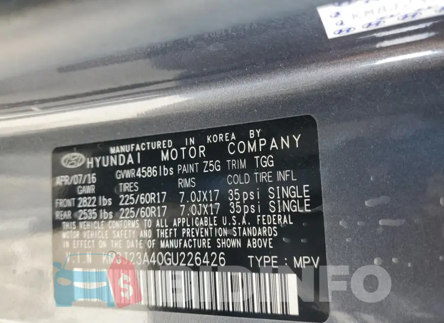 KM8J23A40GU226426 Photo# 14