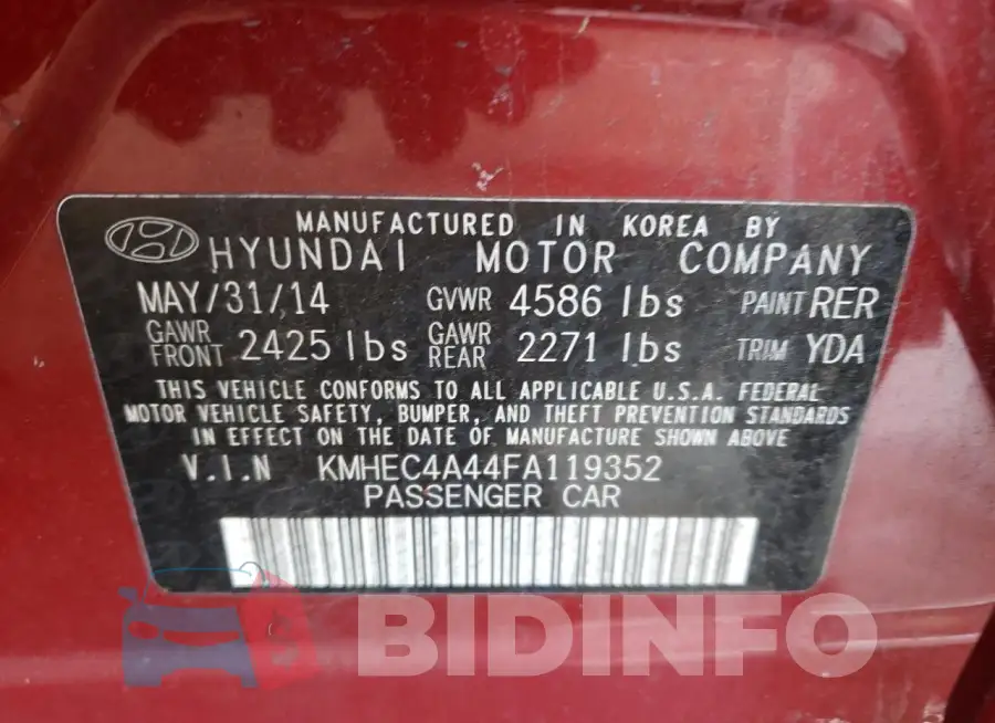 KMHEC4A44FA119352 Photo# 12