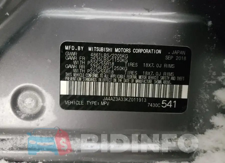 JA4AZ3A33KZ011913 Photo# 13