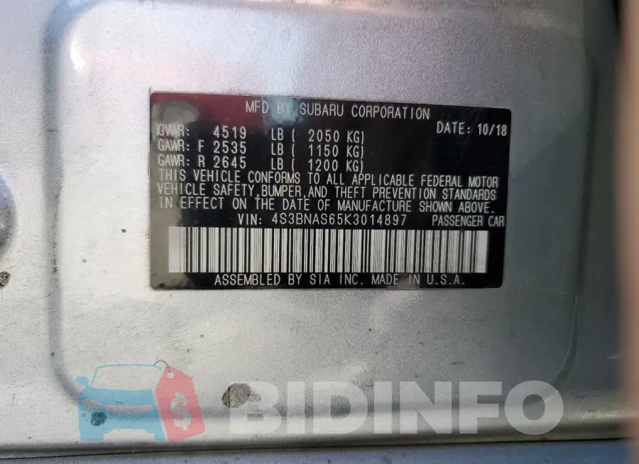 4S3BNAS65K3014897 Photo# 12