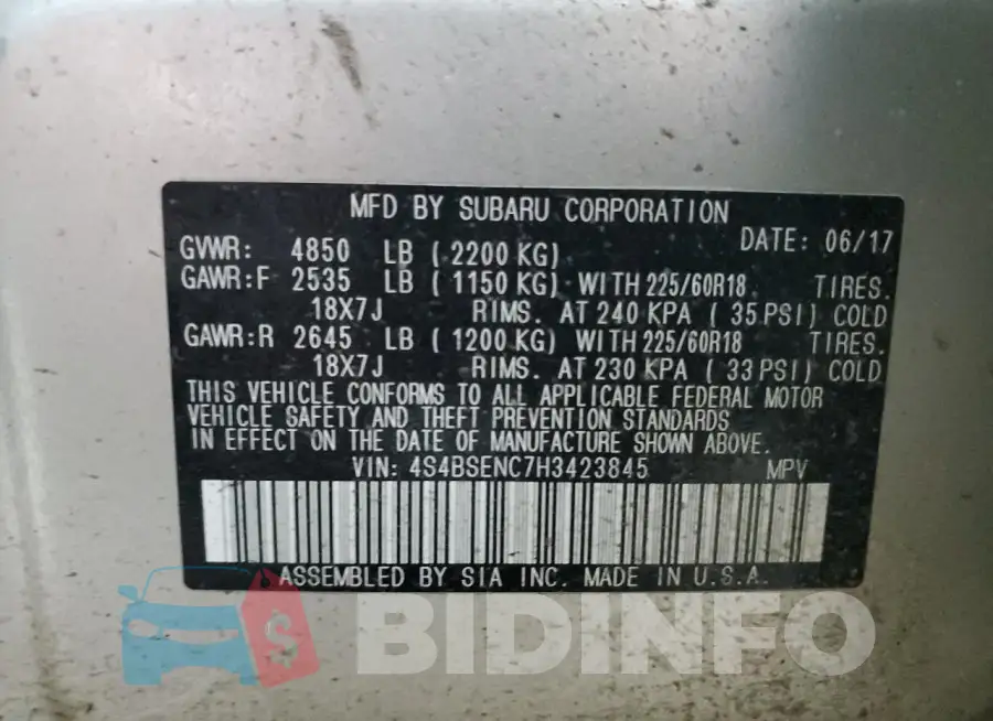 4S4BSENC7H3423845 Photo# 13