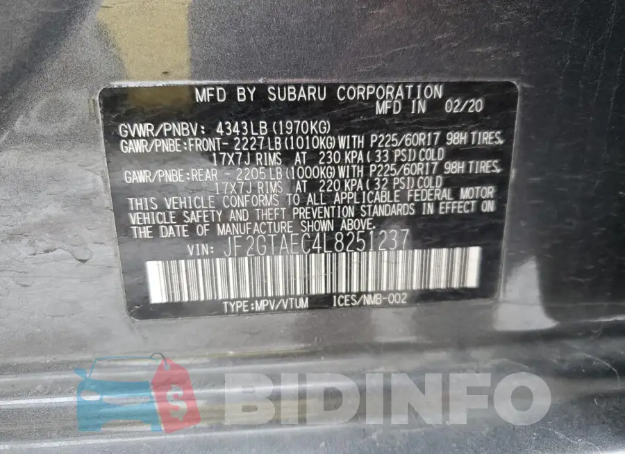 JF2GTAEC4L8251237 Photo# 13