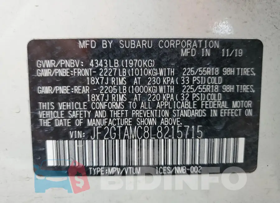 JF2GTAMC8L8215715 Photo# 13