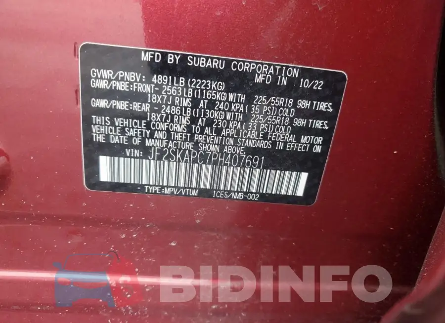 JF2SKAPC7PH407691 Photo# 12