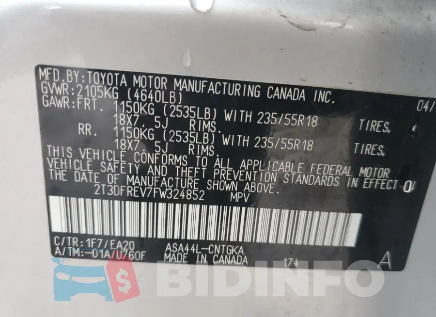 2T3DFREV7FW324852 Photo# 13