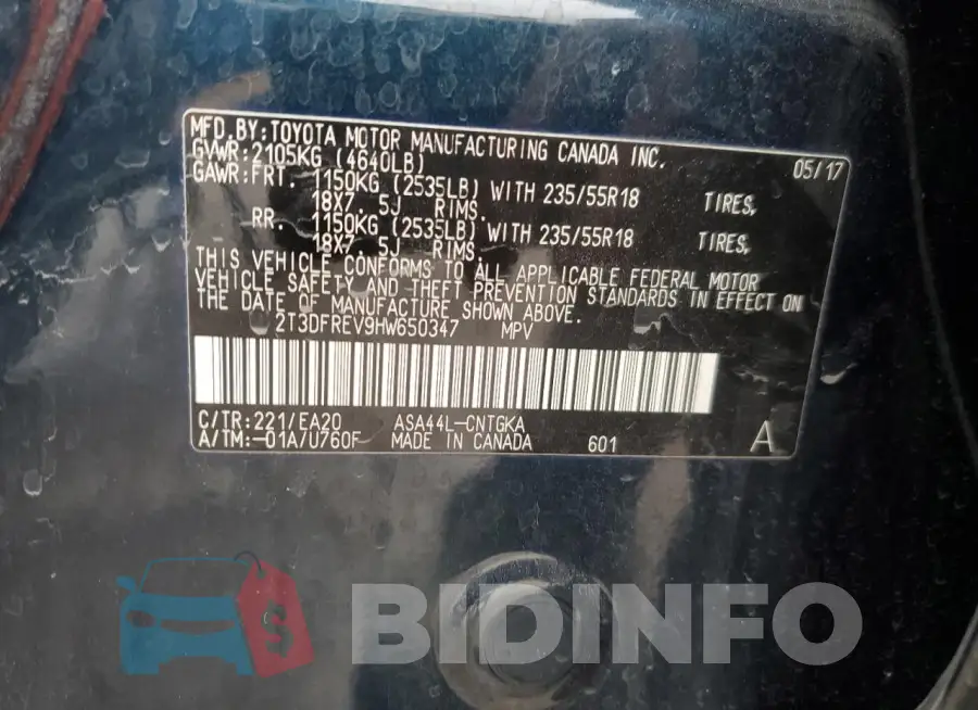 2T3DFREV9HW650347 Photo# 12