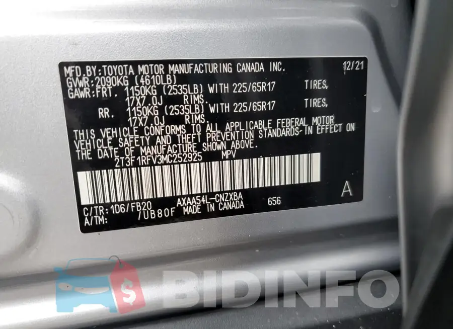 2T3F1RFV3MC252925 Photo# 13