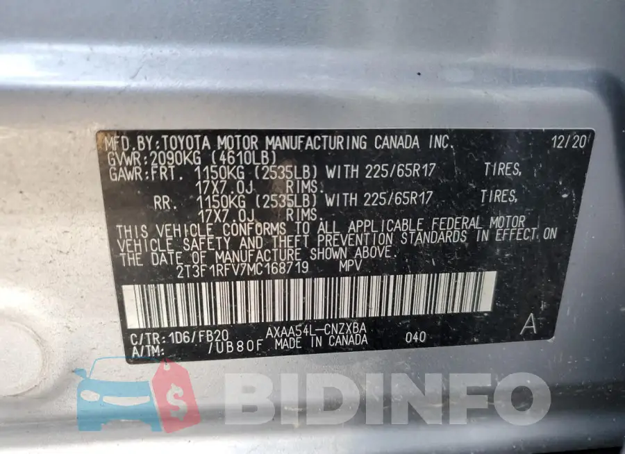 2T3F1RFV7MC168719 Photo# 12