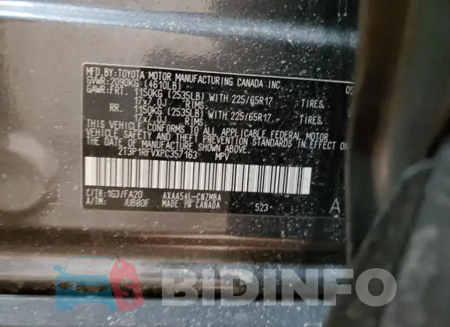 2T3P1RFVXPC357163 Photo# 12