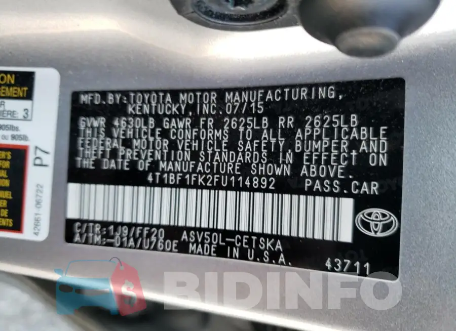 4T1BF1FK2FU114892 Photo# 12