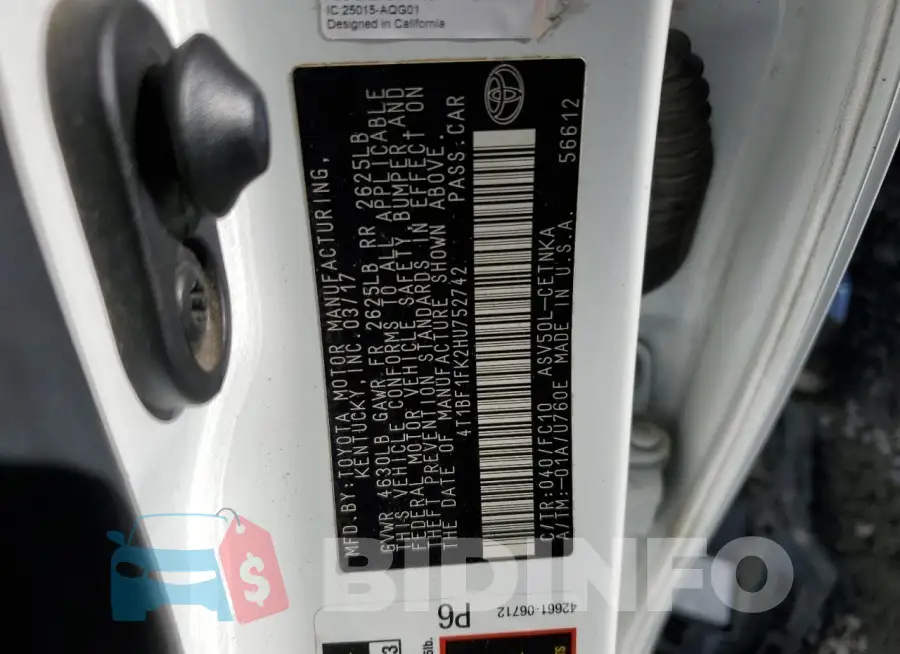 4T1BF1FK2HU752742 Photo# 12