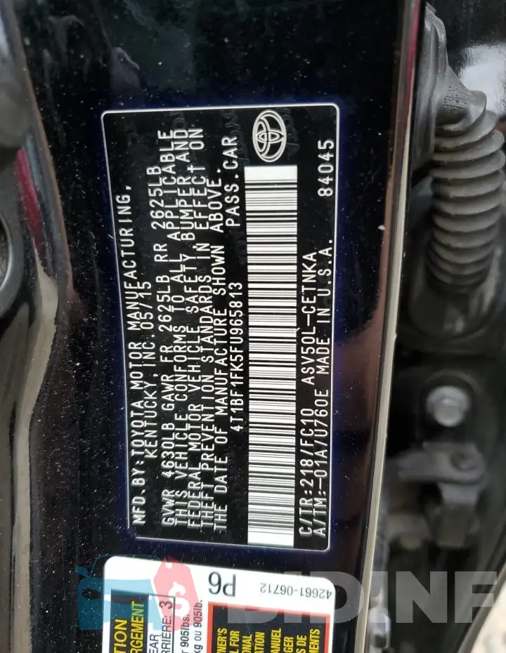 4T1BF1FK5FU965813 Photo# 13