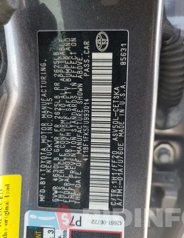 4T1BF1FK5FU993014 Photo# 13
