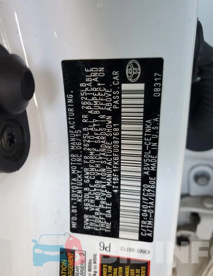4T1BF1FK6FU087681 Photo# 12