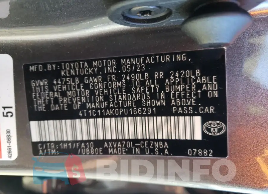 4T1C11AK0PU166291 Photo# 12