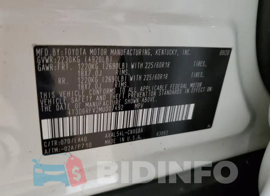 4T3D6RFV2MU007492 Photo# 12