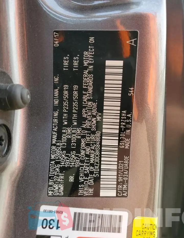 5TDXZ3DC8HS848680 Photo# 13